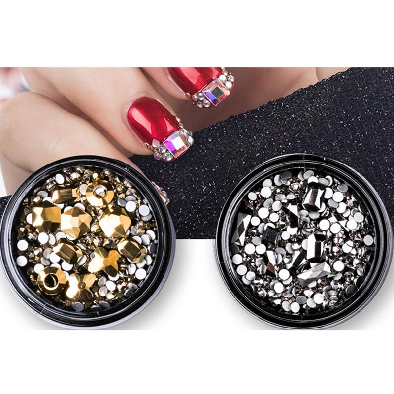 Nail Drill & Accessories 1200Pcs Art Rhinestones Glitters Acrylic Tips Decoration With 1 Box Mixed 3D Decorations