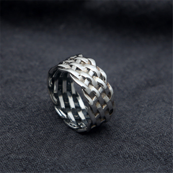 High quality 925 sterling silver braided band rings American Europe antique handmade designer punk gothic Luxury jewelry accessories gifts