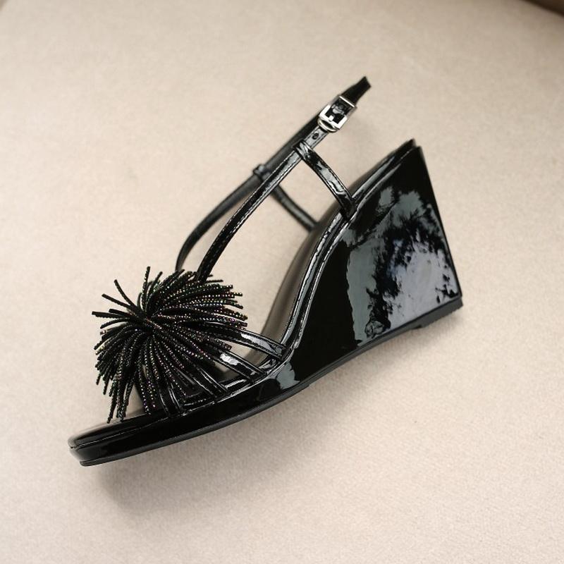 Summer Black Silver Wedge Sandals Fringed Shoes Women Open Toe Fashion Women's Formal
Summer Black Silver Wedge Sandals Fringed Shoes Women Open Toe Fashion Women's Formal