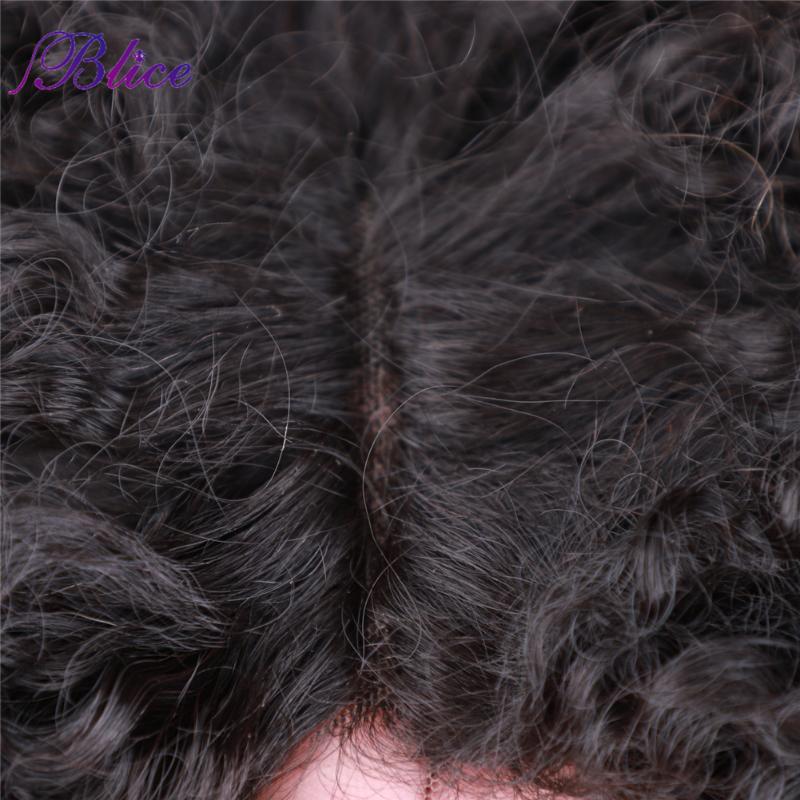 Synthetic Wigs Blice Afro Kinky Curly Middle Part Closure Wig Natural Mixed Hair 16 Inch Black Color For Women