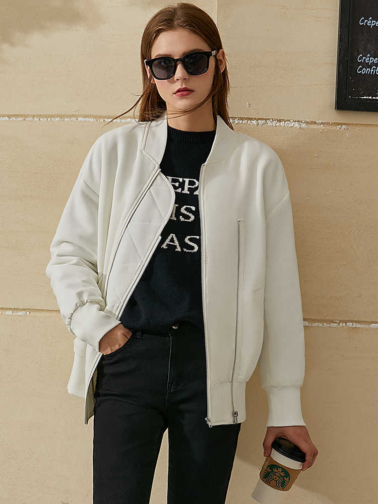 Minimalism Winter Women's Cotton Coat Fashion OLstyle Solid Stand Collar Thick Female Jacket Causal 12030548 210527