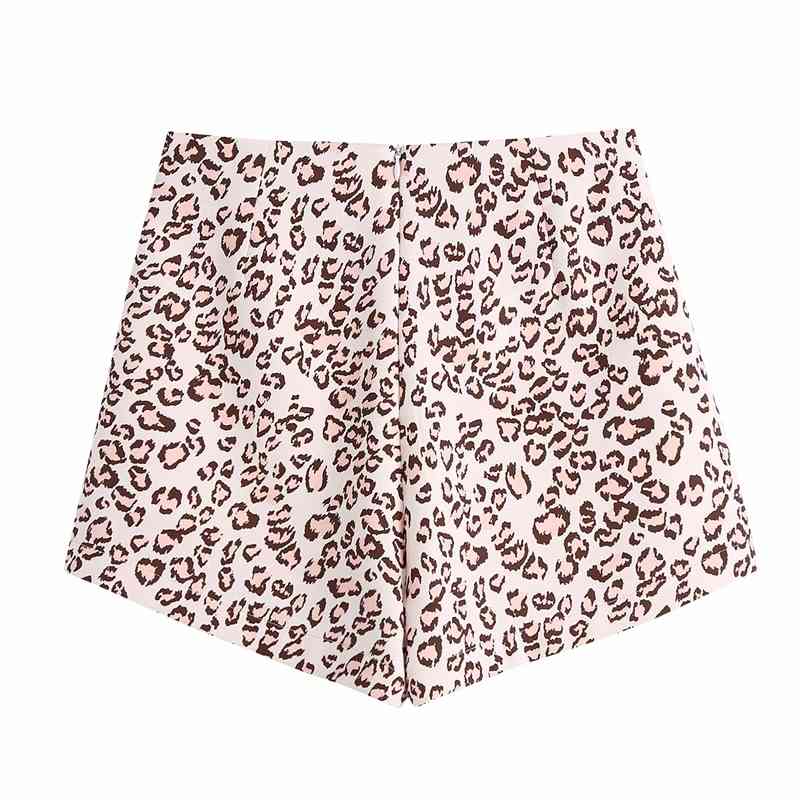 Streetwear Women Leopard Print Shorts Summer Fashion Ladies Khaki High Waist Zipper Causal Female Chic Clothes 210430