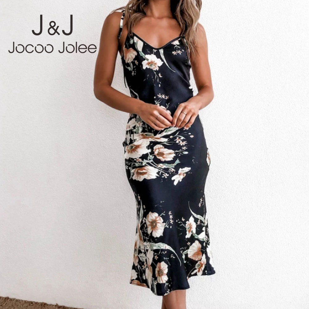 Jocoo Jolee Elegant Floral Print Lace Up Strap Backless Slim Midi Dress Sexy V Neck Satin Long Dress Beach Party Sundress 210518, As photo
Jocoo Jolee Elegant Floral Print Lace Up Strap Backless Slim Midi Dress Sexy V Neck Satin Long Dress Beach Party Sundress 210518, As photo
