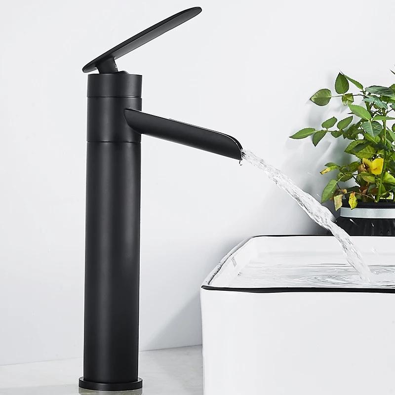 Bathroom Basin Waterfall Type Faucet Solid Brass Sink Mixer & Cold Single Handle Deck Mounted Lavatory Tap White/Black Gold Faucets
Bathroom Basin Waterfall Type Faucet Solid Brass Sink Mixer & Cold Single Handle Deck Mounted Lavatory Tap White/Black Gold Faucets