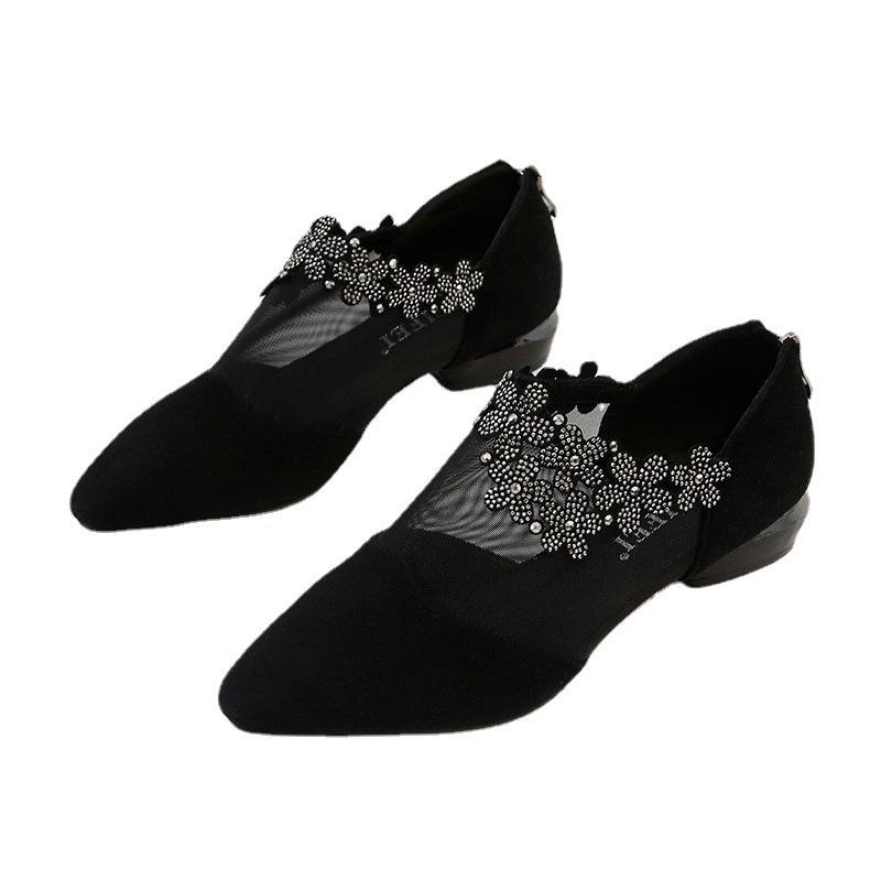Dress Shoes Sexy Single Rhinestone Sandals Women Mesh Summer Style Large Comfortable Shoe Low Heel Pointed Black Women's Slipper
Dress Shoes Sexy Single Rhinestone Sandals Women Mesh Summer Style Large Comfortable Shoe Low Heel Pointed Black Women's Slipper
