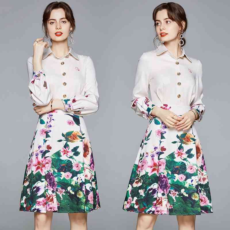 Banulin Spring Autumn Fashion Runway Midi Dress Ladies Long Sleeve Metal Buttons Floral Print Elegant Bodycon robe 210603, White
Banulin Spring Autumn Fashion Runway Midi Dress Ladies Long Sleeve Metal Buttons Floral Print Elegant Bodycon robe 210603, White