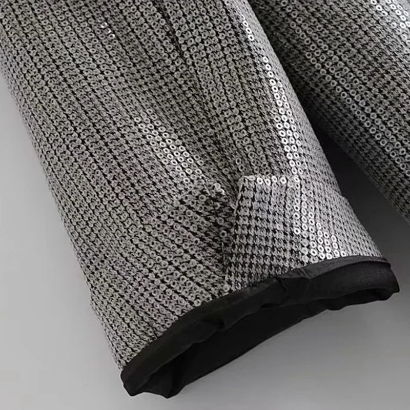 Women Elegant Houndstooth Sequins Decoration Long Sleeve Single-Breasted Slim Check Coat Office Work Lattice Suit Jacket 210520