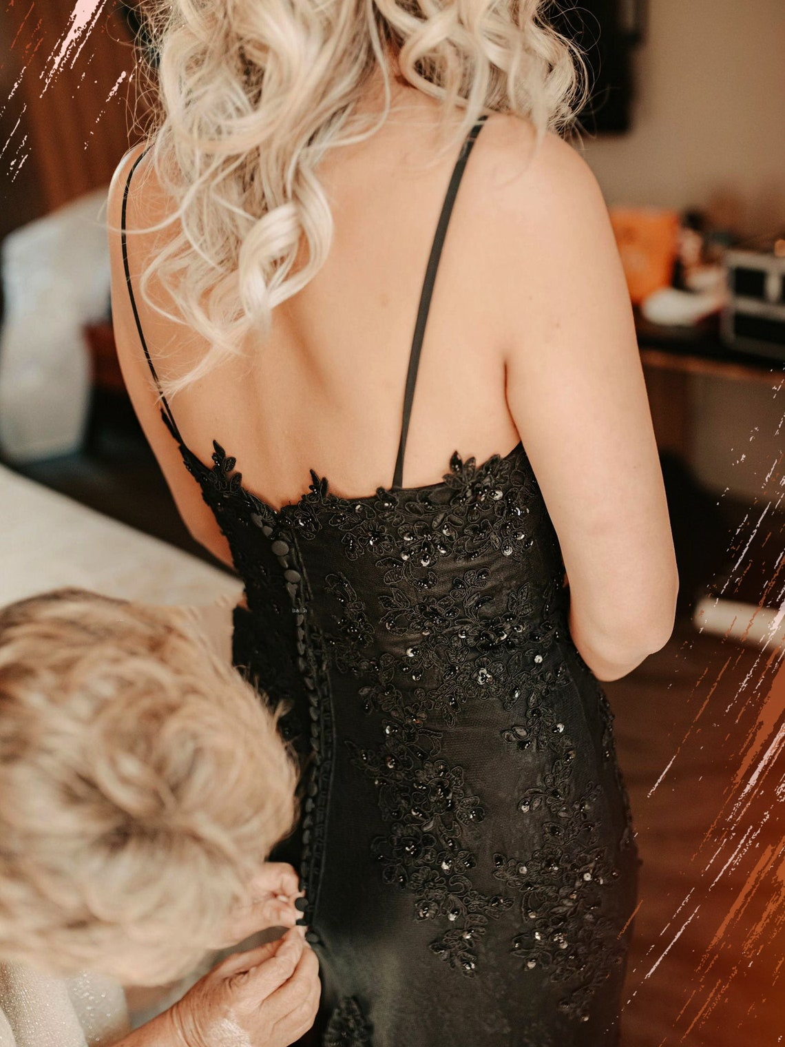 Sparkling Black Mermaid Wedding Dress with Thin Straps and Sweetheart Neckline Lace Appliques Beaded Gothic Bride Dresses Boho beach Bridal Gowns Cour