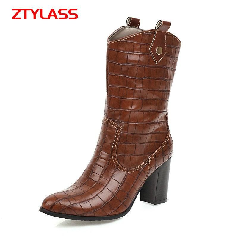 Boots Black Brown Big Size Women's Shoes Stone Print Square High Heel Ankle Fashion Slip On Pointed Toe Autumn Winter Lady
Boots Black Brown Big Size Women's Shoes Stone Print Square High Heel Ankle Fashion Slip On Pointed Toe Autumn Winter Lady