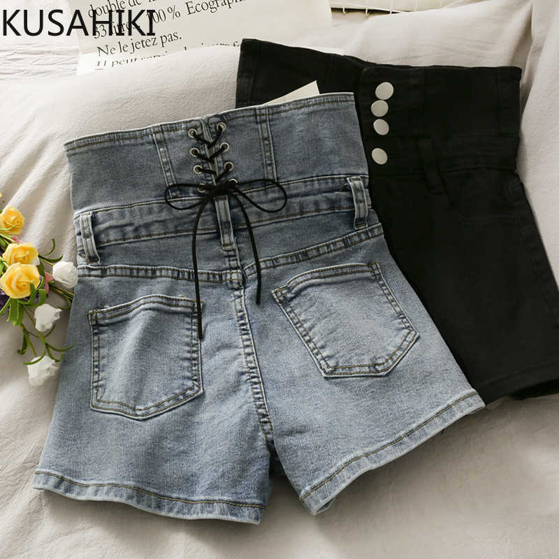 KUSAHIKI Korean Buttons High Waist Sexy Slim Jeans Shorts Back Bow Bandage Women Bottom Spring Demin Short Femme 6F393 210602, Blue
KUSAHIKI Korean Buttons High Waist Sexy Slim Jeans Shorts Back Bow Bandage Women Bottom Spring Demin Short Femme 6F393 210602, Blue