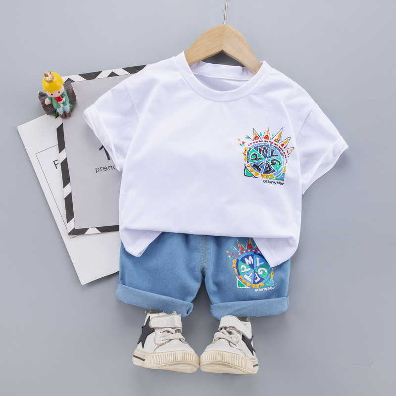 0-5 Years Summer Boy Clothing Set Casual Fashion Cartoon Active T-shirt+ Pant Kid Children Baby Toddler 210615