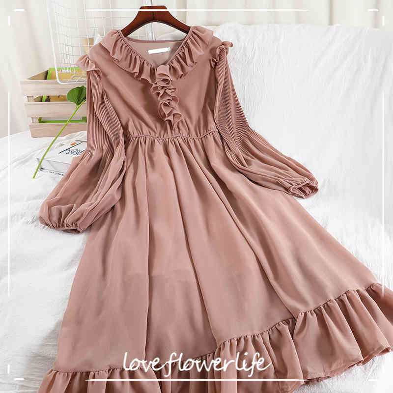 LoveFlowerLife Spring Autumn Casual Solid Lady Party Dress A Line V Neck Full High Waist Mid Calf Women Dresses 210521, Pink
LoveFlowerLife Spring Autumn Casual Solid Lady Party Dress A Line V Neck Full High Waist Mid Calf Women Dresses 210521, Pink