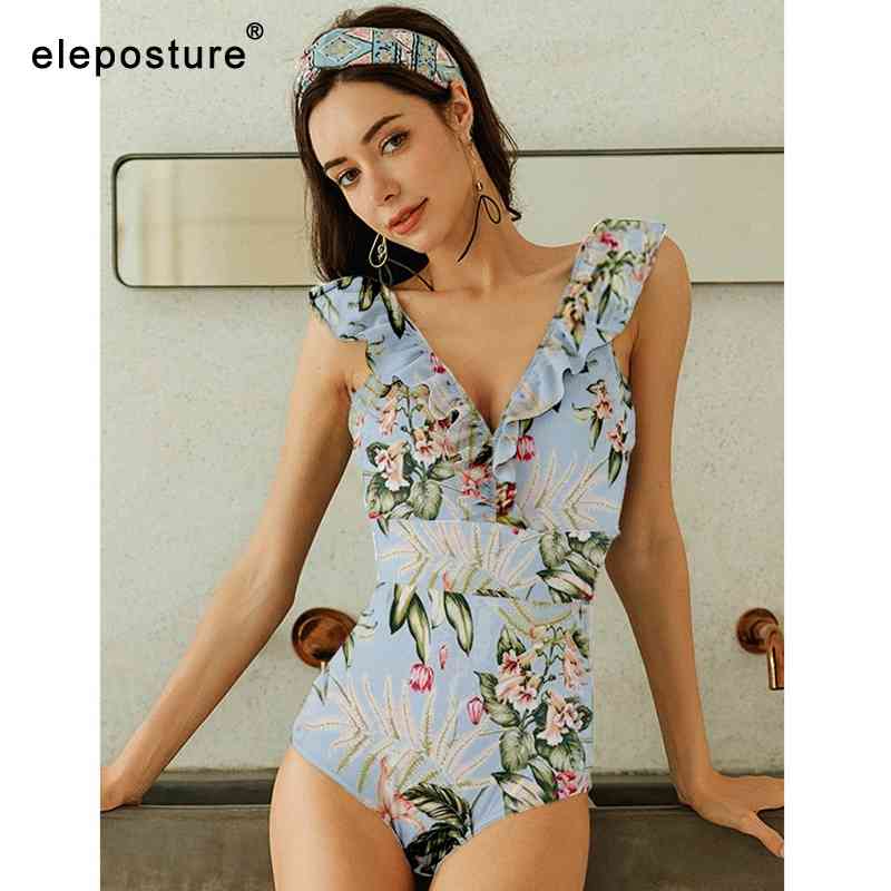 Sexy Striped Swimsuit Women Ruffle Swimwear Bodysuit Monokini Push Up Bathing Suits Beach Wear Swimming Suit 210521