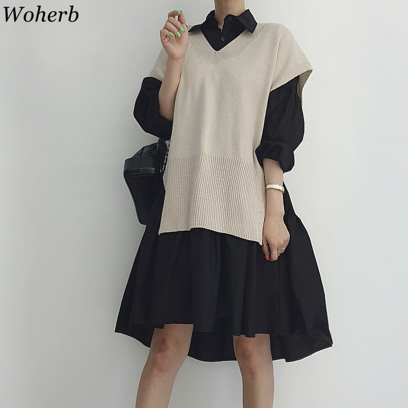 Fall Clothes Woman Two Piece Outfits for Women Chic Korean Sweater Dress Knitted Suit Femme Roupas 2 Set 94386 210519