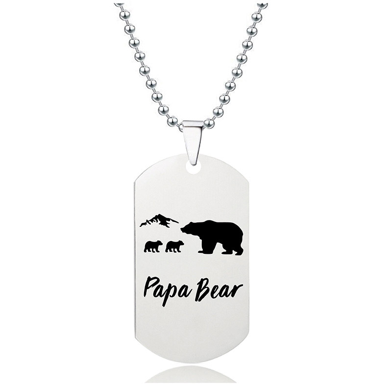 Stainless Steel papa Bear Necklace Pendant Animal Pattern dog tag Necklaces chains for women men Fashion jewelry will and sandy, Silver
Stainless Steel papa Bear Necklace Pendant Animal Pattern dog tag Necklaces chains for women men Fashion jewelry will and sandy, Silver