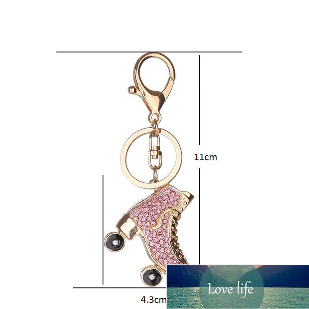 Roller Skates Shoe Crystal Keychain Handbag Pendant Keys Holder Rhinestone Keyring