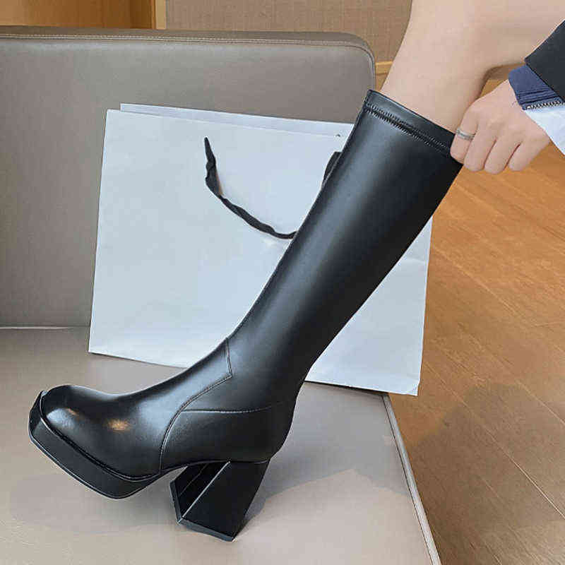 Rimocy Thick High Heels Long Boots with Platform Women Brand Design Square Toe Knee High Boots Woman White Pu Leather Booties H1102
Rimocy Thick High Heels Long Boots with Platform Women Brand Design Square Toe Knee High Boots Woman White Pu Leather Booties H1102