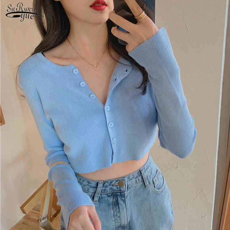 Spring Knitted Cardigan Slim Short Coat Korean High-waisted Single-breasted Button-up Solid Long Sleeve Women' Top 12820 210521, White
Spring Knitted Cardigan Slim Short Coat Korean High-waisted Single-breasted Button-up Solid Long Sleeve Women' Top 12820 210521, White