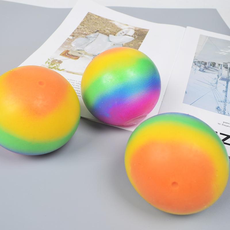 Squish Squeeze Rubber Stressball Anxiety Stress Relief Autism Fidget Jelly Squishy Rainbow Vent Ball Squeezy Stress Ball for Kid Adult