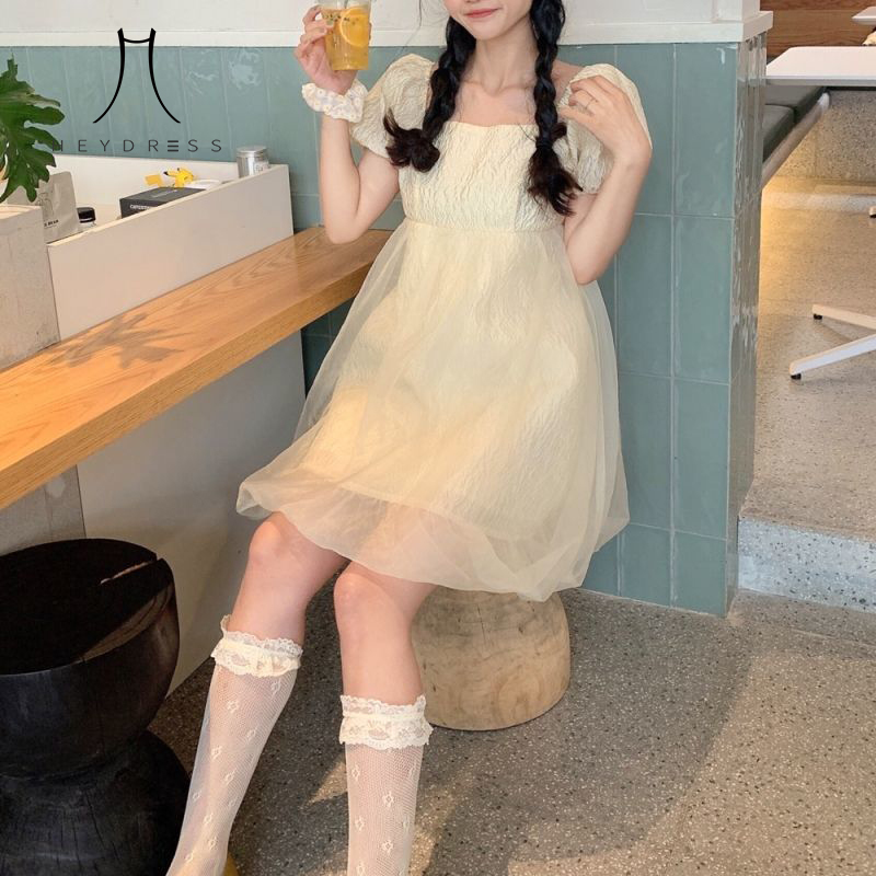 Bubble Sleeve Casual Holiday Party Dress Kawaii Sweet Women Korean Style Cute Princess Bow Lace-up 210517, As picture
Bubble Sleeve Casual Holiday Party Dress Kawaii Sweet Women Korean Style Cute Princess Bow Lace-up 210517, As picture