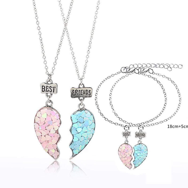 Pendant Necklaces A Girl' 2021 2PCS/Set Sequin Stitching Heart Broken Friends Necklace Chain BFF Friendship Jewelry Gift For Kids
Pendant Necklaces A Girl' 2021 2PCS/Set Sequin Stitching Heart Broken Friends Necklace Chain BFF Friendship Jewelry Gift For Kids