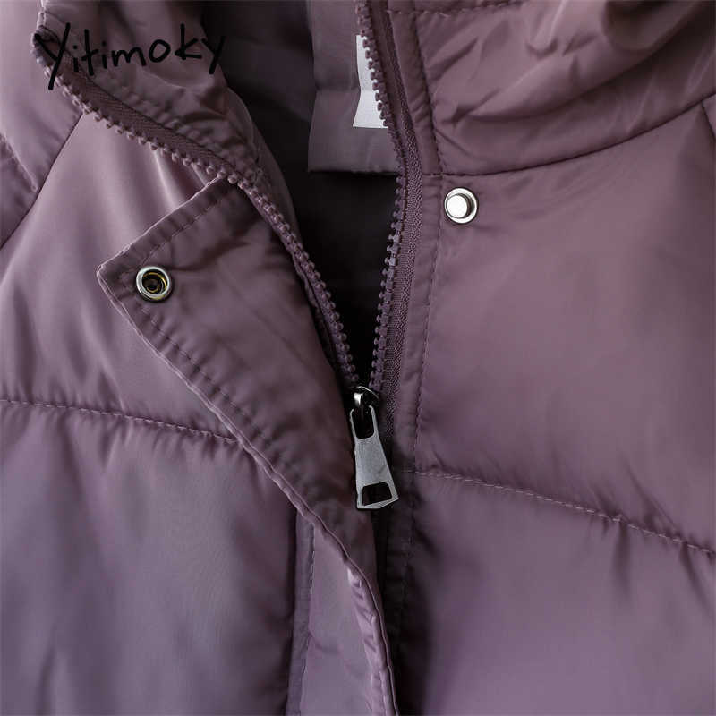 Yitimoky Winter Coat Women Parkas Oversize Zipper Female Warm Elegant Puffer Jacket Clothes Harajuku Korean Fashion Purple 211013