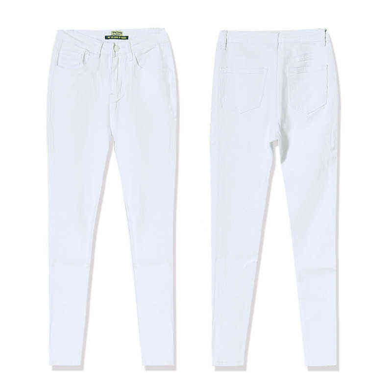 High Waist Women Jeans Fashion White Elastic Push Up Sexy Slim Denim Pencil Pants Stretch Skinny Lady Trousers Pantalon Femme 211129