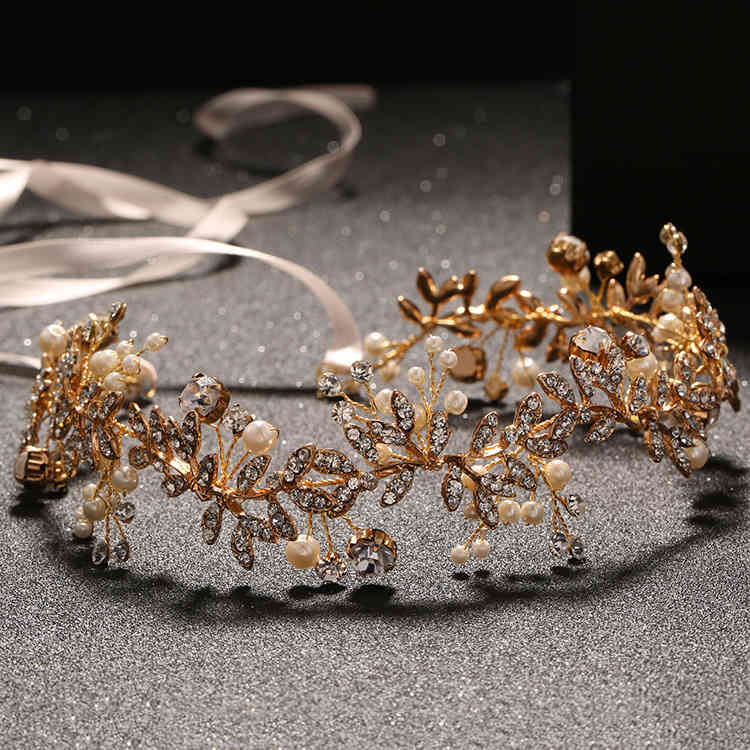 Wedding Hair Jewelry Accessories Korean Handmade Fashion Rhinestone Alloy Pearl Embroidered Band Bride Headband
