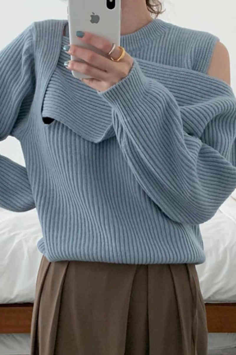 Sweater Women Sexy Off-shoulder Knit Winter Jumpers Elegant Solid Full Slim Pullover Korean Chic Tops 210519