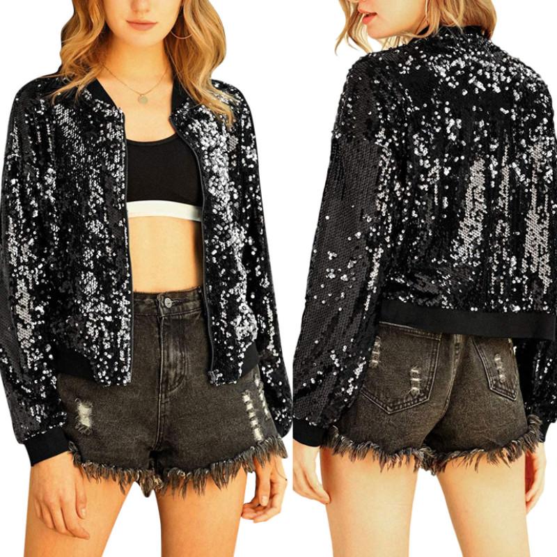 Women's Jackets Women Sequined Coat Spring Autumn, Long Sleeve V Neck Zipper Casual Party Fall Sports Cardigan Plus Size, Black;brown
Women's Jackets Women Sequined Coat Spring Autumn, Long Sleeve V Neck Zipper Casual Party Fall Sports Cardigan Plus Size, Black;brown