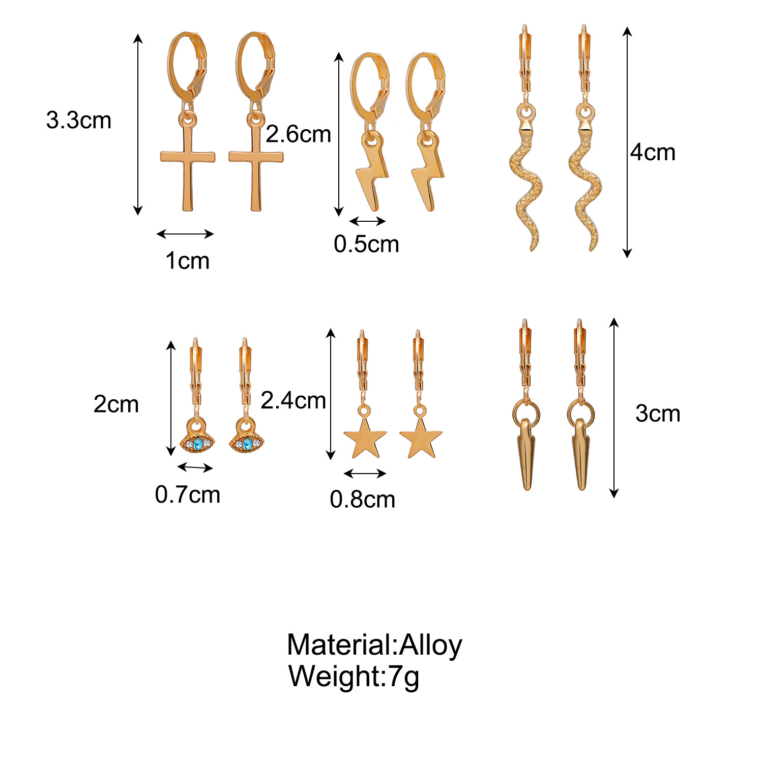 Fashion Fruit Insect Earrings Simple Multi-element Snake Pop Eye Lightning Earring Set Jewelry for Women