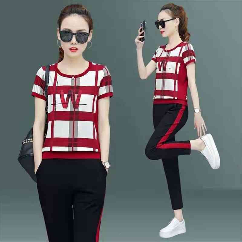 women summer 2 piece set fashion casual sports suit plaid short-sleeved trousers two piece set green red black, Gray
women summer 2 piece set fashion casual sports suit plaid short-sleeved trousers two piece set green red black, Gray