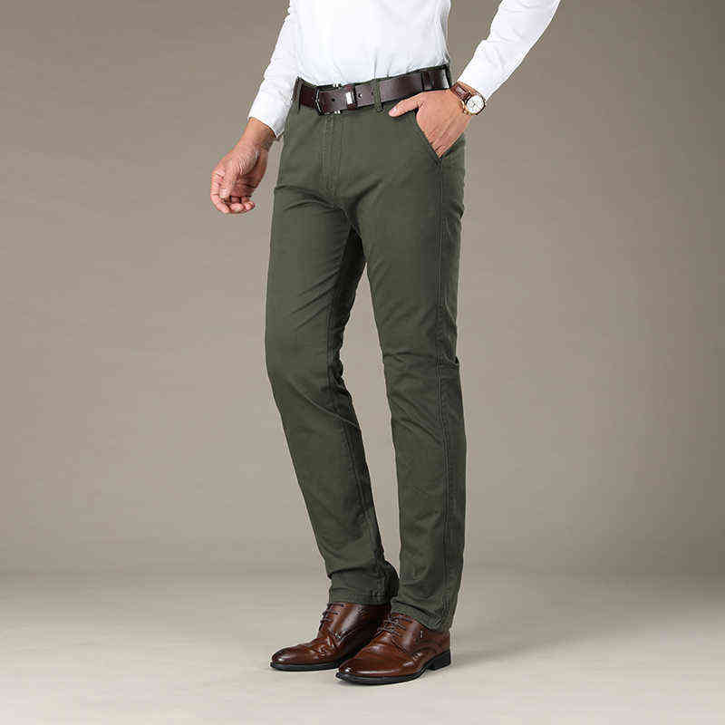 Mens Pants Cotton Straight 4 color Plus size pant suit 42 44 velvet High Quality Stretch male man long 211112