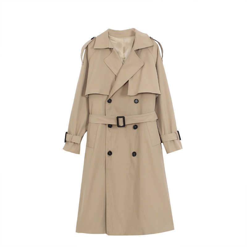 Autumn Women Trench Coat With Belt Clothes Blue Casaco Feminino Harajuku Abrigo Mujer Long Femme 210914