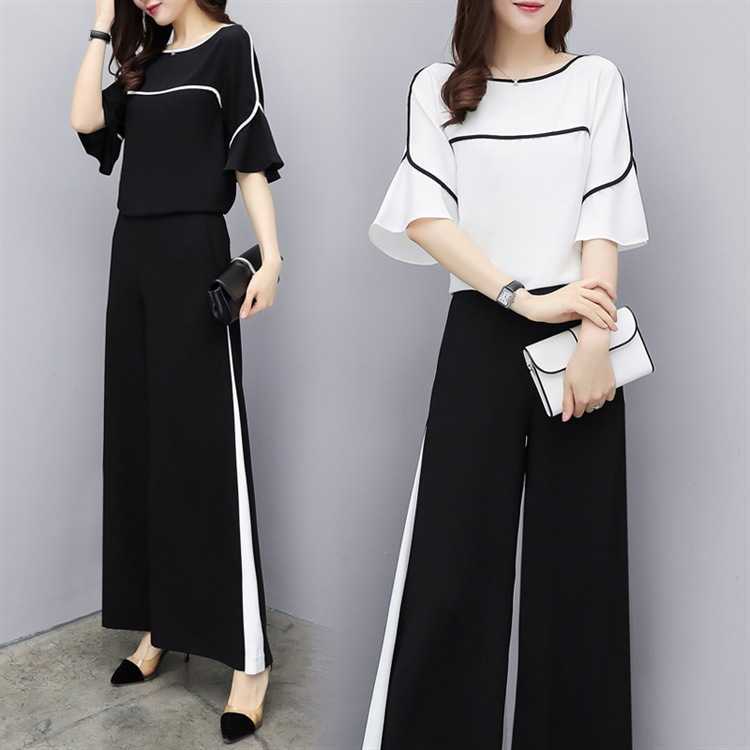 spring and autumn women's pants set Casual solid color slim short sleeve ladies shirt Fashion wide-leg trousers 210527
spring and autumn women's pants set Casual solid color slim short sleeve ladies shirt Fashion wide-leg trousers 210527