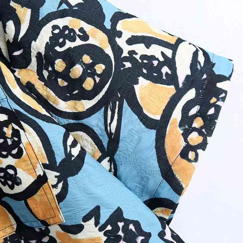Summer Women Fashion Print Loose Casual Shirt Female Short Sleeve Side Slit Blouse Lady Tops Blusas S8801 210430