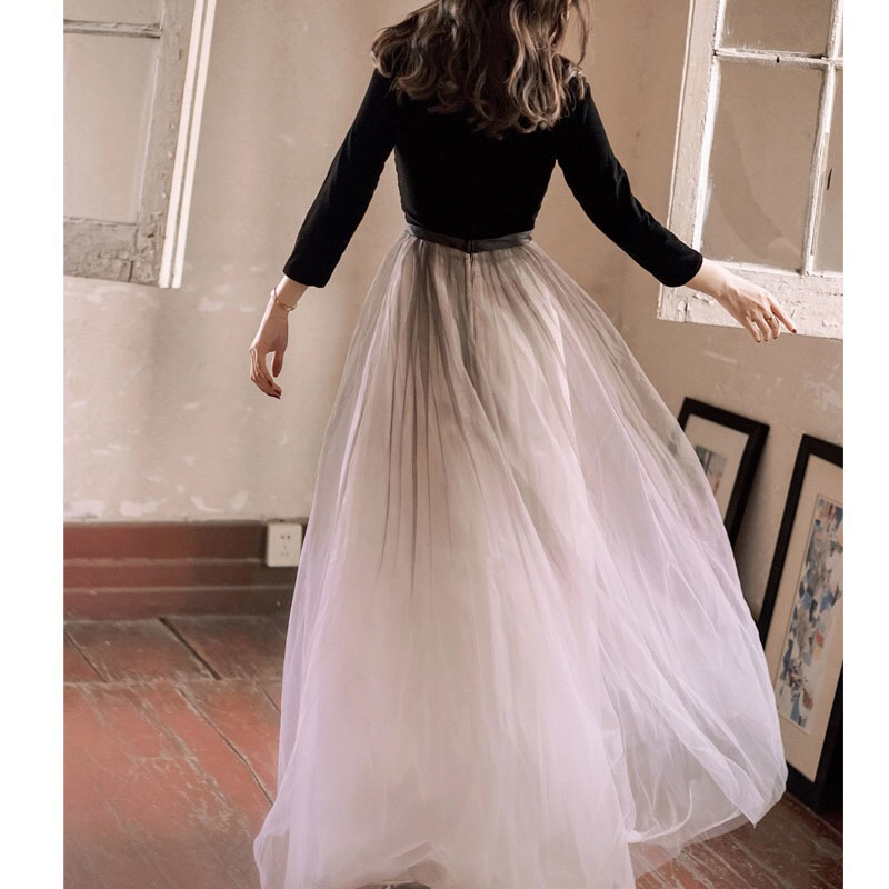 Elegant black V-neck Dress Gradient backless sequins party event dress Women Formal Event Vestidos 210421