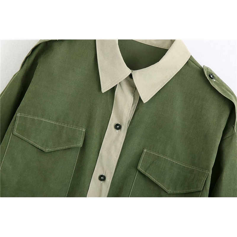streetwear women pocket shirts fashion ladies turn down collar shirt female chic loose tops casual girls blouses 210430