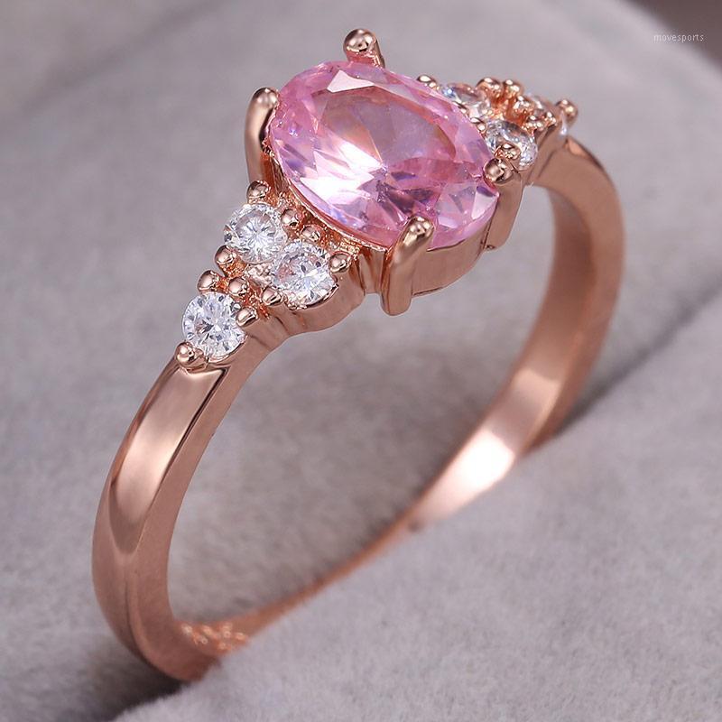 Wedding Rings CAOSHI Romantic Lady Oval Pink CZ Stone Ring For Engagement Pretty Elegant Women's Jewelry Lovers High Quality Drop1