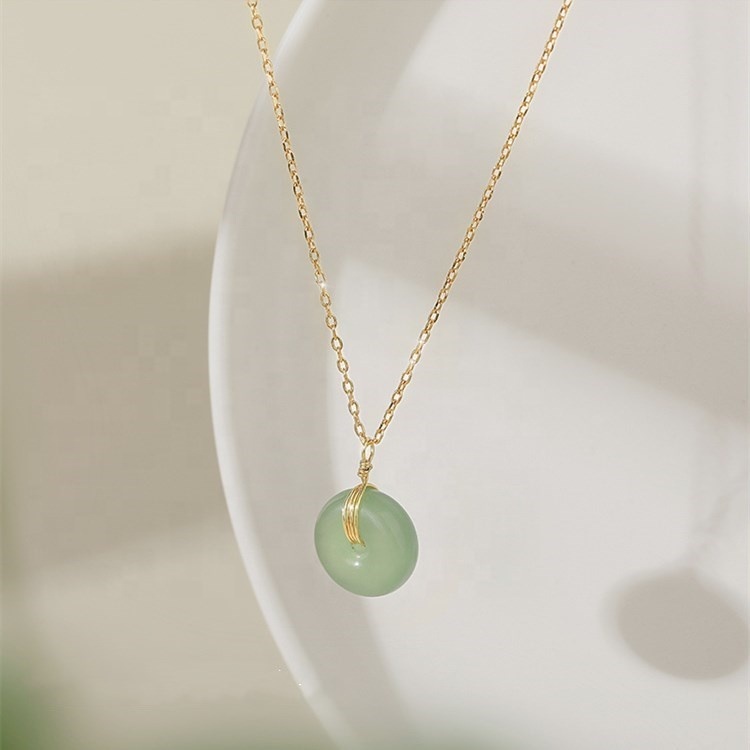 Wholale S925 gold plated sterling sier round jade pendant choker necklace, Silver
Wholale S925 gold plated sterling sier round jade pendant choker necklace, Silver