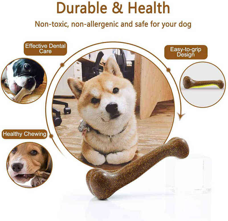 free shipping Benepaw Nearly Indestructible Dog Bone Natural Non-Toxic Puppy Toys For Small Medium Large Dogs Pet Chew Game Dental Care 211111