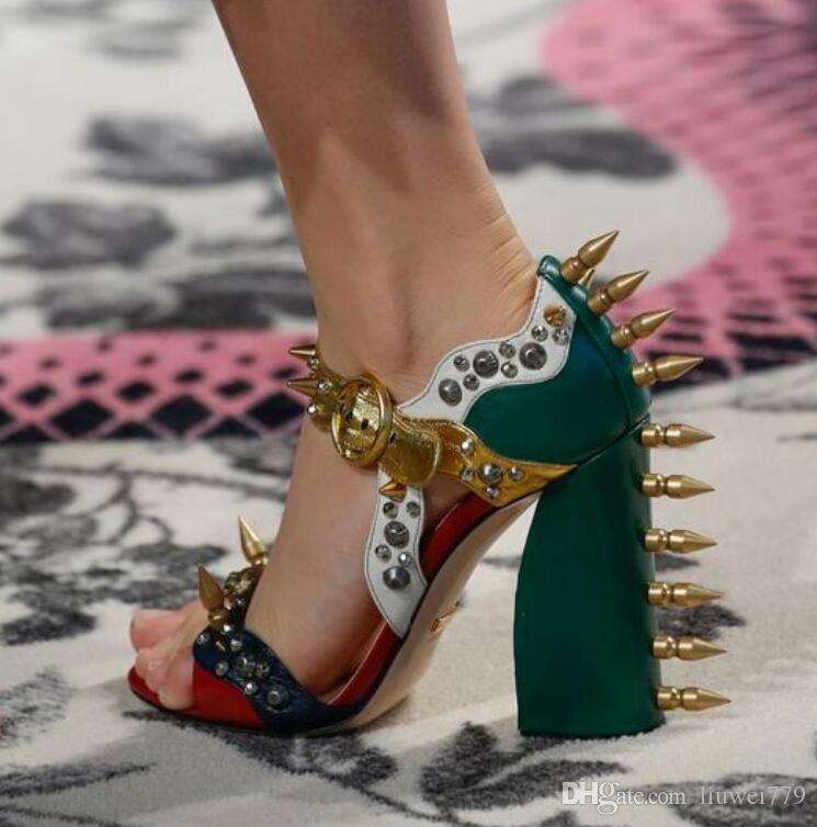 Brand Summer Malin Spike Leather Sandals Women High Heels Rivet Studded Shoes Woman Chunky Heel Colorblock Sandalias Mujer, Same as picture
Brand Summer Malin Spike Leather Sandals Women High Heels Rivet Studded Shoes Woman Chunky Heel Colorblock Sandalias Mujer, Same as picture
