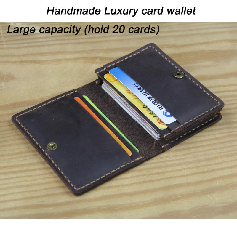 Card Holders Credit/ID Case Genuine Leather Handmade High Quality Men Retro Small Wallet Bus/Name Holder Women WalletCard, Black