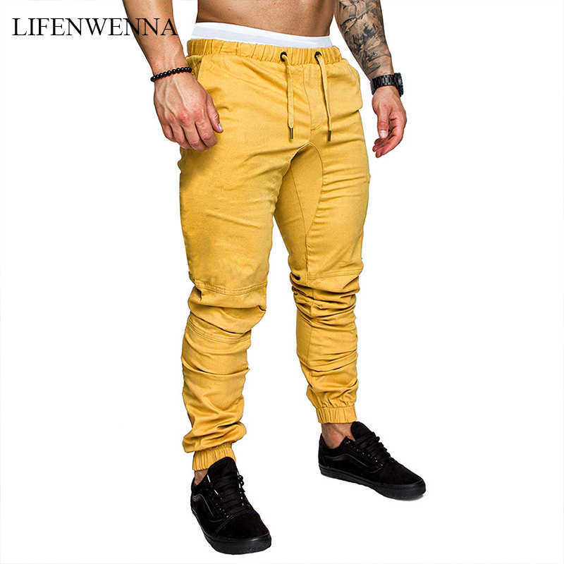 LIFENWENNA Autumn Men's Pants Hip Hop Harem Joggers Pants Male Trousers Mens Joggers Solid Pants Sweatpants S-XXL 210528