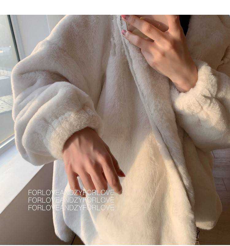 Fashion Faux Fur Coat Winter Women Casual Hooded Slim Long Sleeve Faux Fur Winter Jacket Women Casaco Feminino 211019