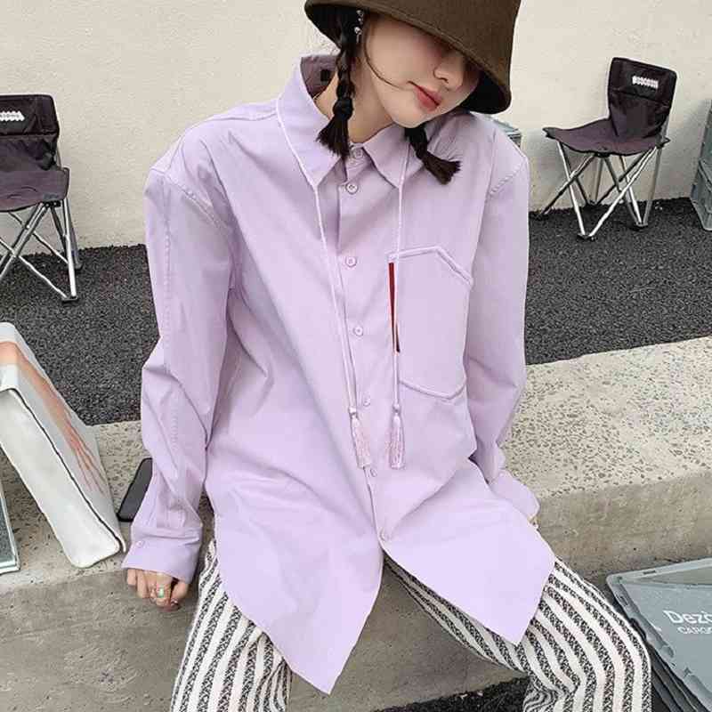 Summer Streetwear Long Sleeve Women Blouse Tunic Shirt Turn-Down Collar Ladies Shirts Tassel Loose Button Up Female Tops 210521, Random color
Summer Streetwear Long Sleeve Women Blouse Tunic Shirt Turn-Down Collar Ladies Shirts Tassel Loose Button Up Female Tops 210521, Random color
