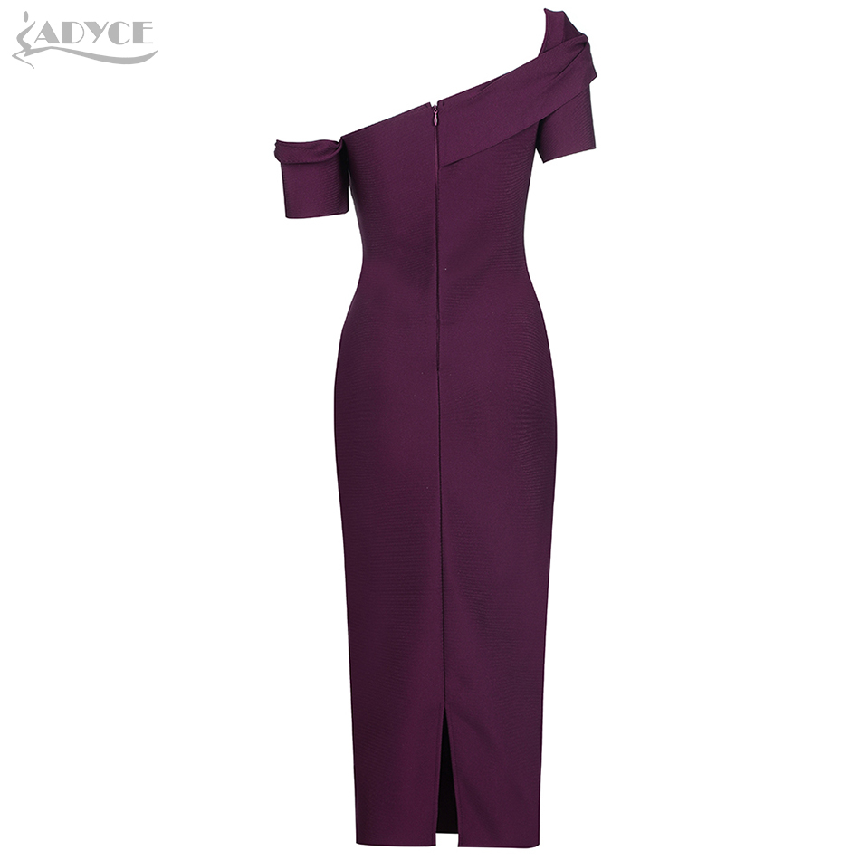 Summer One Shoulder Bodycon Bandage Dress Sexy Short Sleeve Club Wear Wine Red Celebrity Evening Party Vestidos 210423
