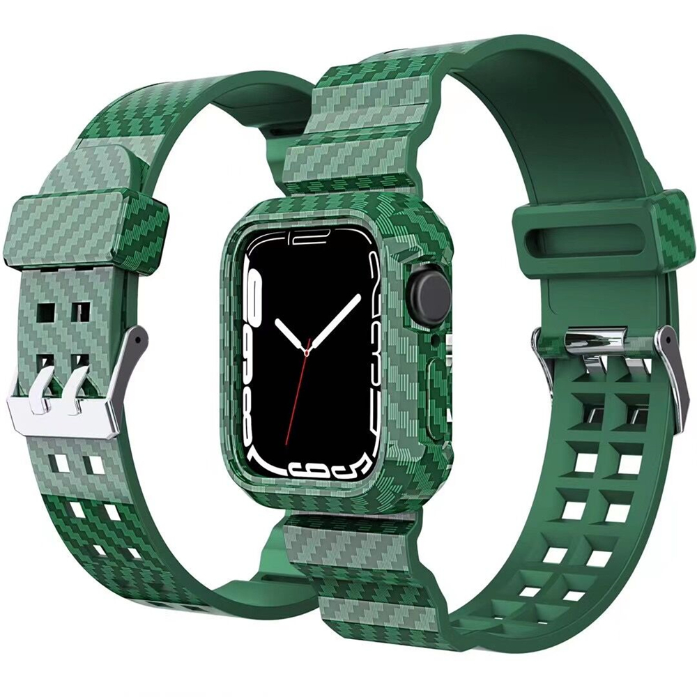Conjoined Straps Commercial Carbon Fiber Texture Stripe Wristband Sport Band Protective Bracelet Bands for Apple Watch 7 iWatch 41mm 45mm free shippin