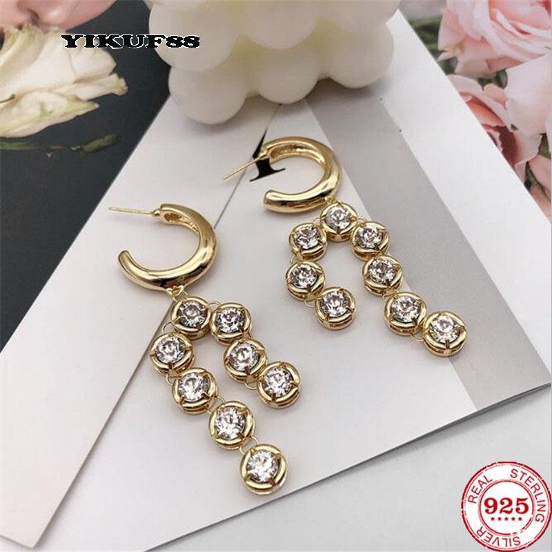 Stud YIKUF88 S925 Sterling Silver Needle Women C-shaped Earrings Female Glossy Long Chain Exaggerated Zircon, Golden;silver
Stud YIKUF88 S925 Sterling Silver Needle Women C-shaped Earrings Female Glossy Long Chain Exaggerated Zircon, Golden;silver