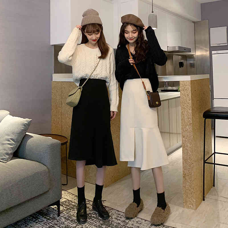 Nomikuma Korean Elegant Irregular Ruffle Women Skirt Causal High Waist Autumn Winter Skirt Fashion Faldas Mujer Moda 6D325 210427